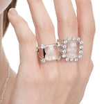 YVMIN Paradise Four-Claw Crystal Bear Ring featuring a sparkling crystal bear design on a silver band.