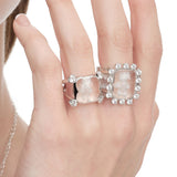 YVMIN Paradise Four-Claw Crystal Bear Ring featuring a sparkling crystal bear design on a silver band.