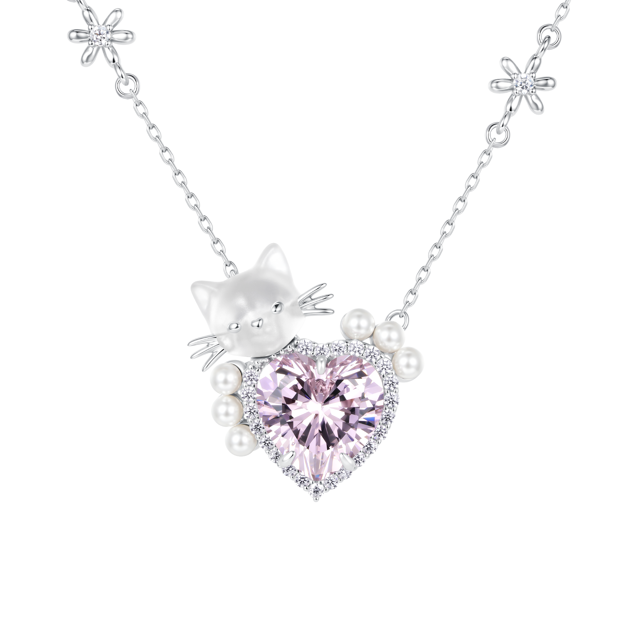 Paradise / Cat Hugging Heart Necklace