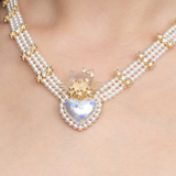 Paradise / Cat Heart Pearl Flower Necklace