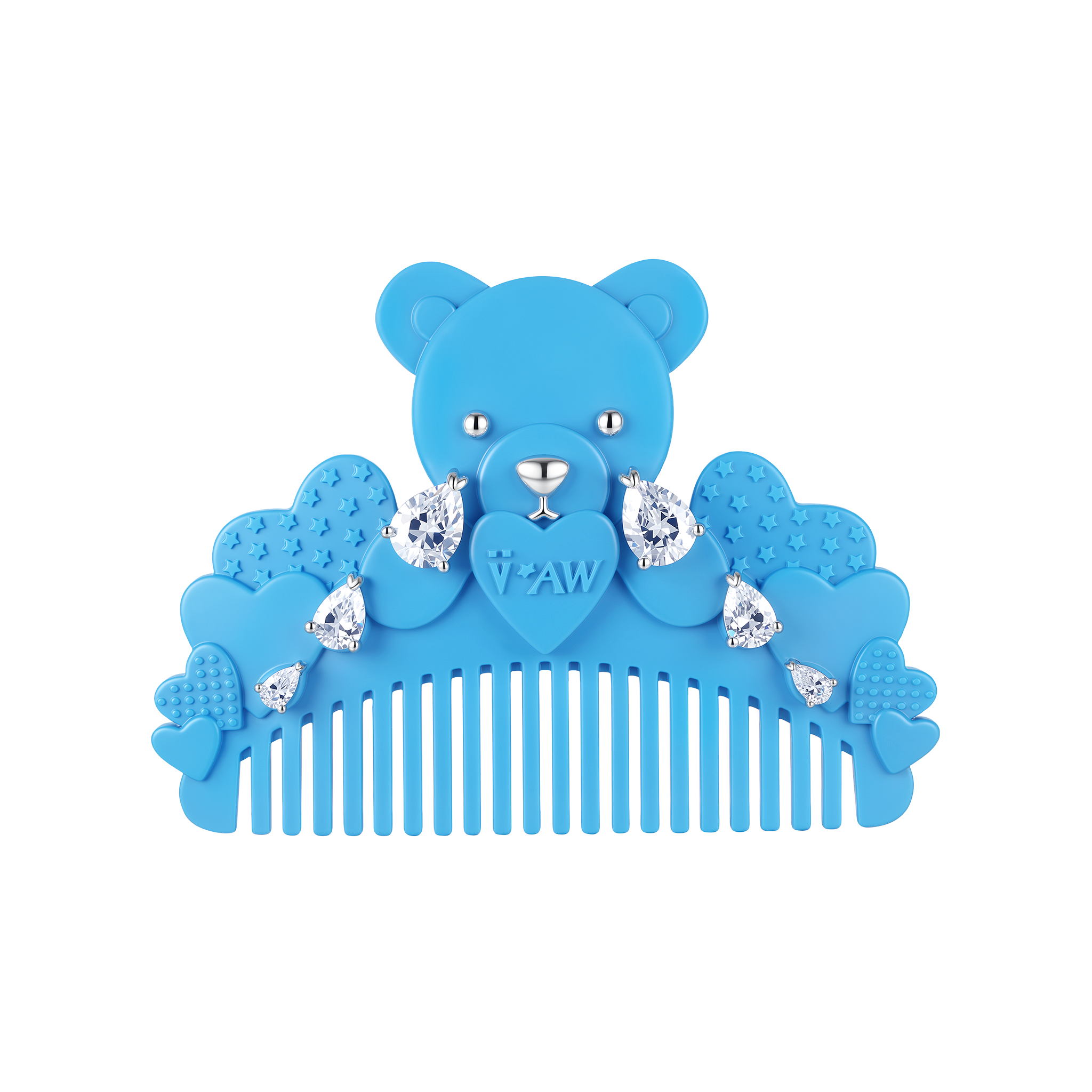 YVMIN X Ashley Williams crying bear comb hair clip, playful bear-shaped hair accessory in pink and white