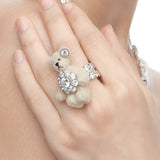 Paradise / Gemstone Flower Plush Bear Ring