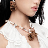 YVMIN X SHUSHUTONG / Rubber Band Puppy Pearl Necklace