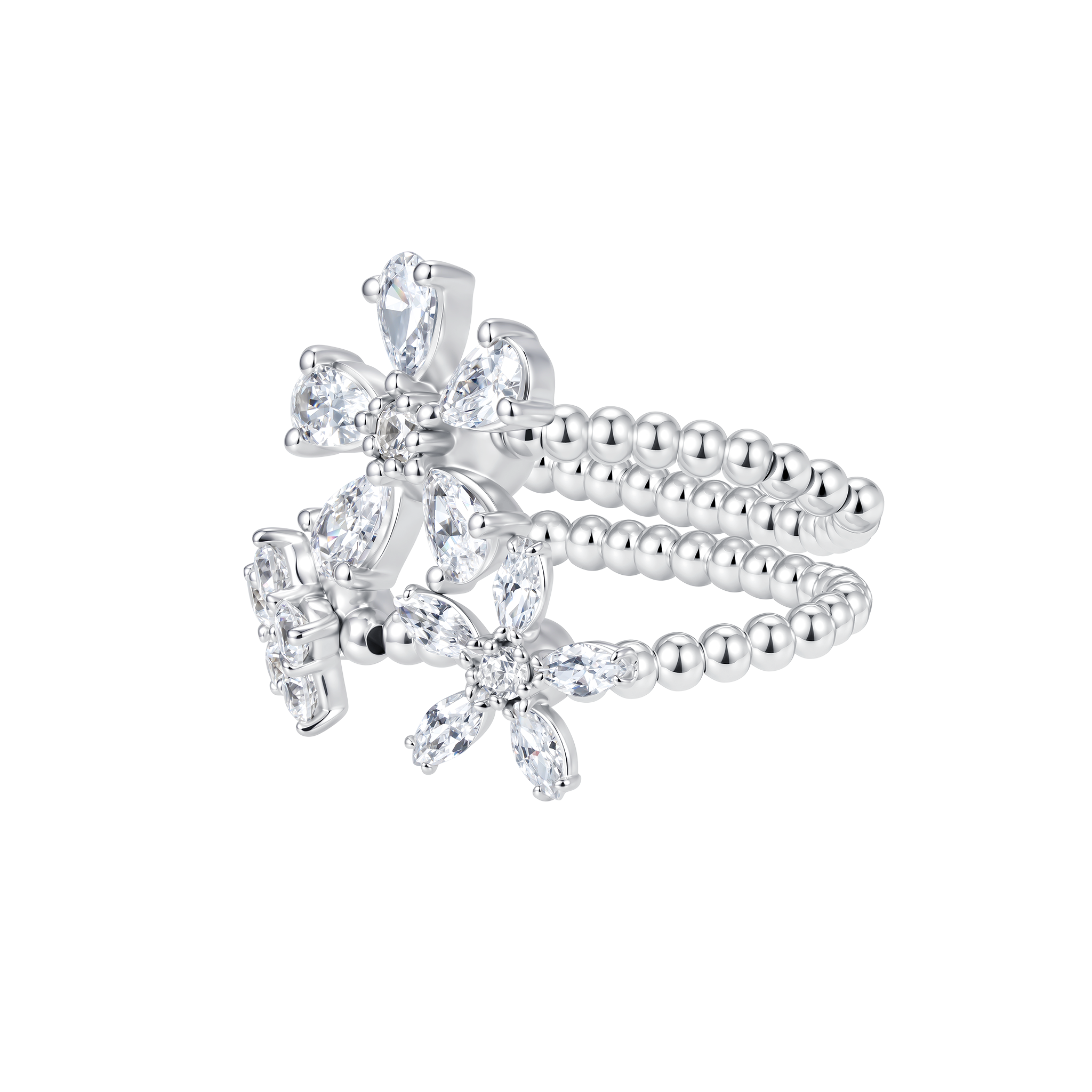 Paradise / Double-Layer Gem Flower Ring