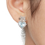 Paradise / Mini Cat Head Heart Gem Stud Earrings
