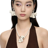 Paradise / Star Polka Dot Plush Puppy Pearl Necklace