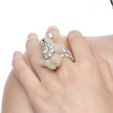 Paradise / Gemstone Flower Plush Bear Ring