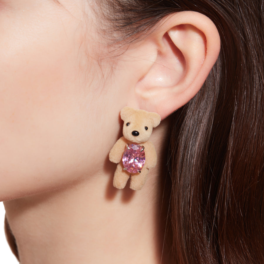Paradise / Flocked Bear Gemstone Earring