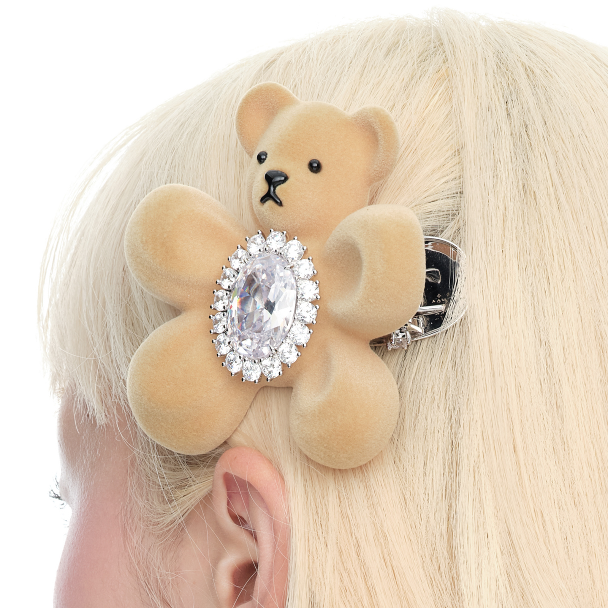 YVMIN Paradise Flat Bear Flower Hair Clip featuring a colorful flower and bear design for girls' hair accessories.