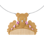 YVMIN X Ashley Williams Crying Bear Comb Necklace with bear-shaped comb pendant close-up