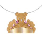 YVMIN X Ashley Williams Crying Bear Comb Necklace with bear-shaped comb pendant close-up
