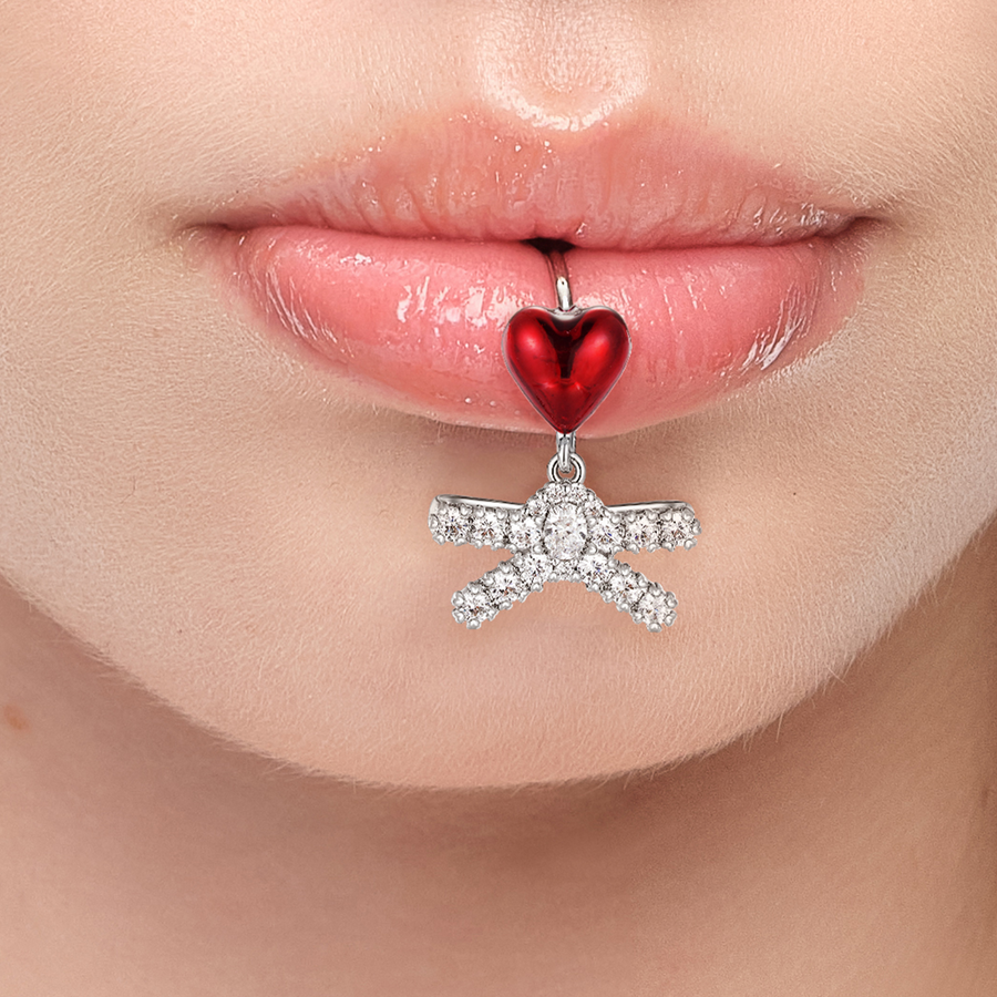 YVMIN X SHUSHUTONG / Enamel Heart Bow Lip Ring