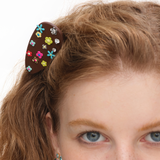 Paradise / Floral Pavé Leather Hair Clip