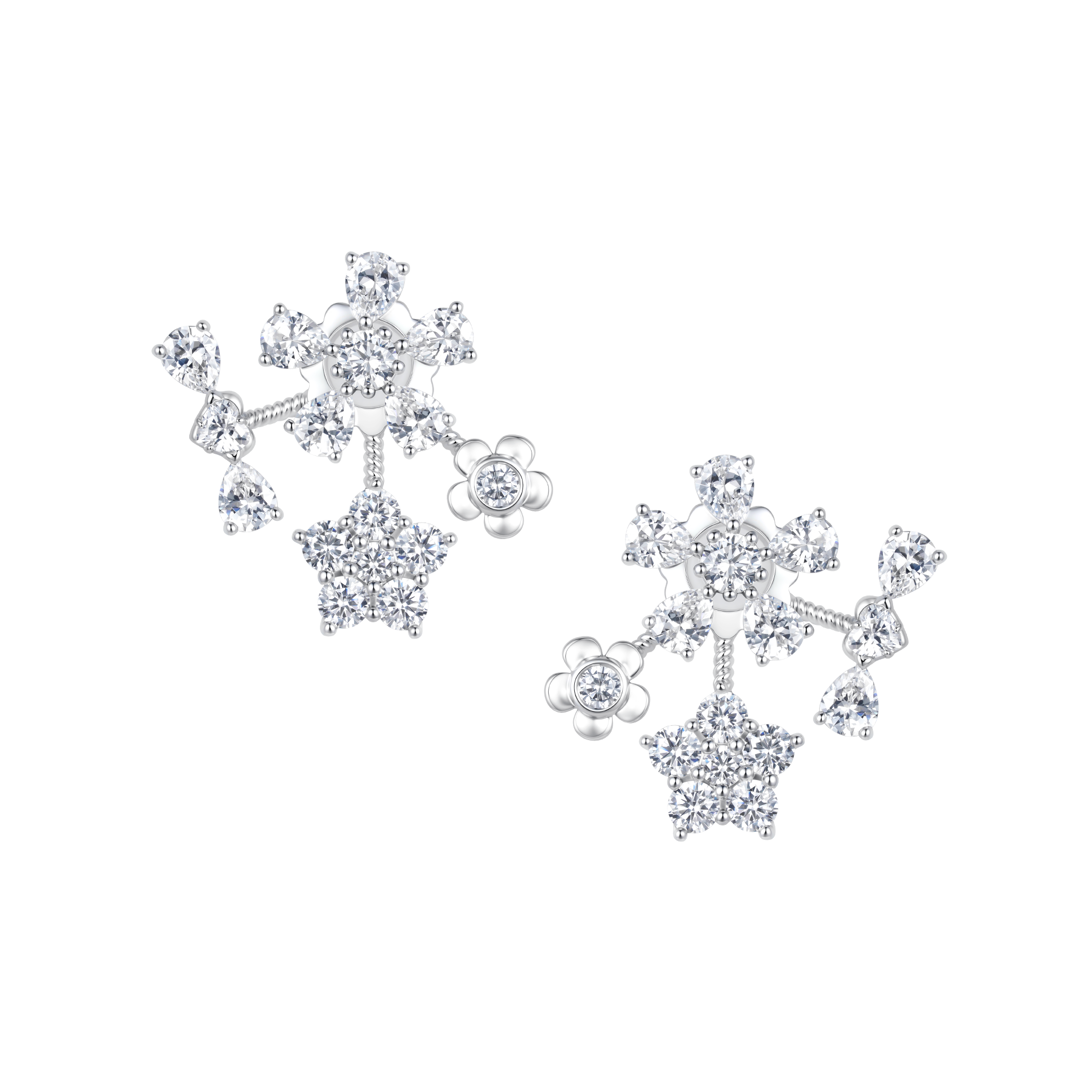 YVMIN Paradise Gem Flower Bow Stud Earrings featuring colorful gemstone floral designs and delicate bow accents.