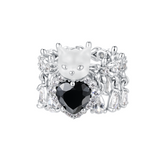Paradise / Mini Cat Head Heart Gem Daisy Ring