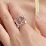 YVMIN Paradise Four-Claw Crystal Bear Ring showing a silver band with a detailed crystal bear charm and four claw setting.