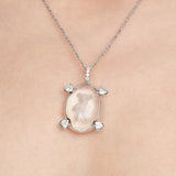 Paradise / Four Claw Crystal Bear Pendant Necklace