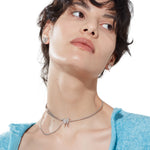 YVMIN Ripple Liquefied Butterfly Layers Choker featuring layered, wavy butterfly pendant on a sleek chain.