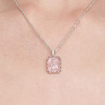 YVMIN Paradise Crystal Bear Square Pendant Necklace featuring a sparkling crystal bear charm on a silver chain