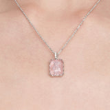 YVMIN Paradise Crystal Bear Square Pendant Necklace featuring a sparkling crystal bear charm on a silver chain