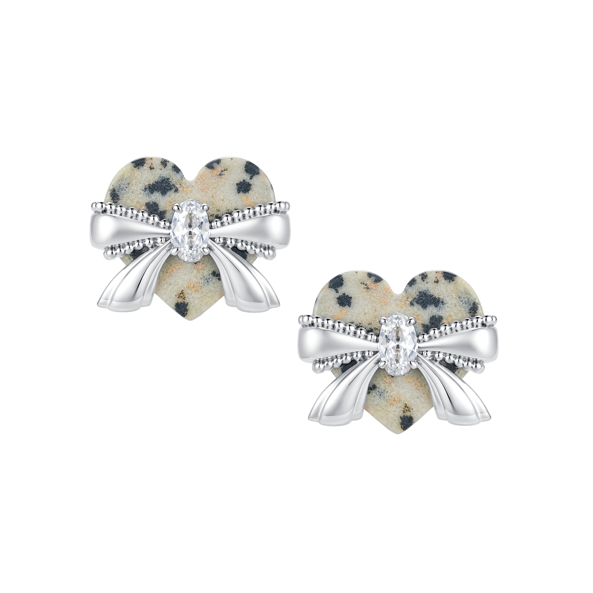 Paradise / Heart Bow Stud Earrings