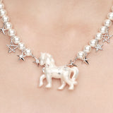 Paradise / Pony Star Chain Pearl Necklace