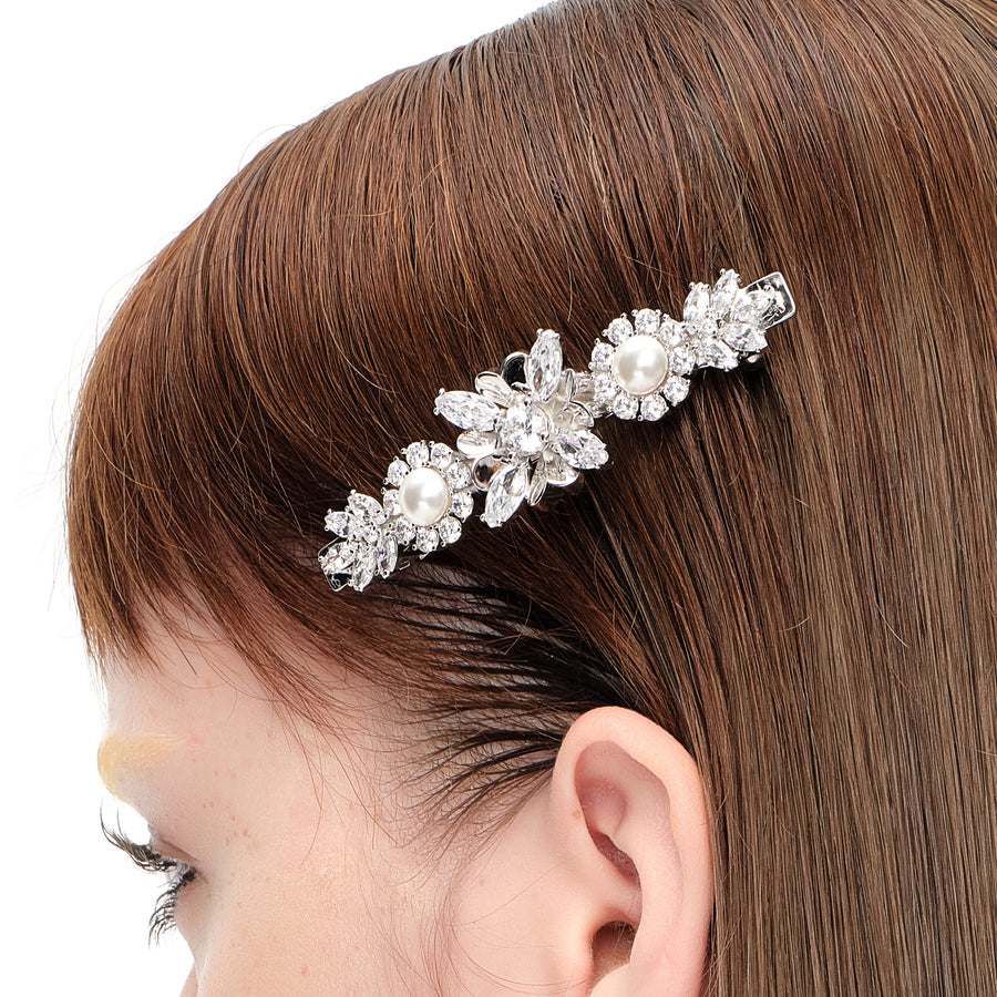 YVMIN X SHUSHUTONG / Gemstone Cross Flower Pearl Hair Clip
