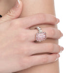 YVMIN Paradise Crystal Bear Lace Pearl Ring featuring intricate lace design, sparkling crystals, and elegant pearl accents.