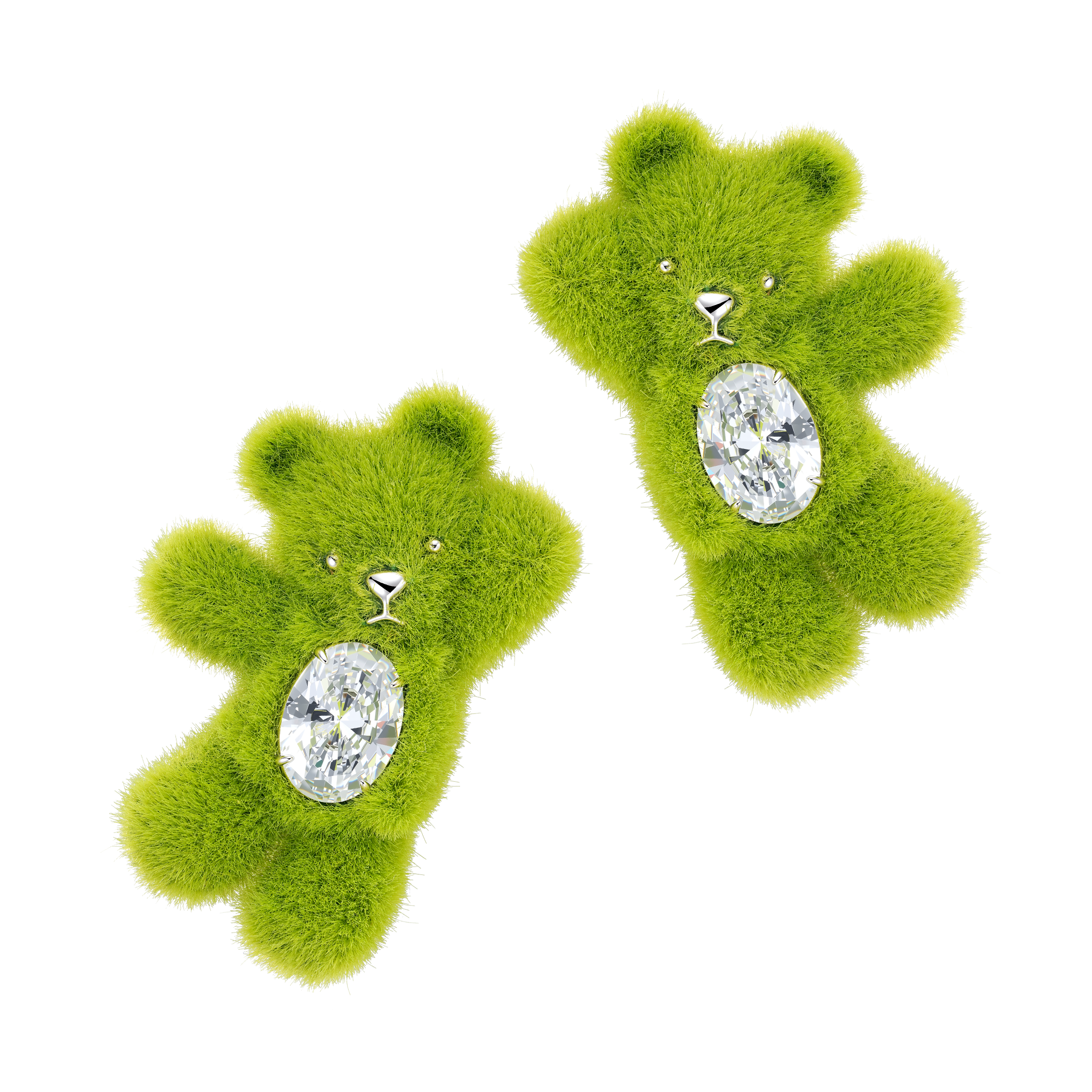 YVMIN Paradise Grass Bear Hair Clip with green grass design and bear shape, perfect for stylish hair accessories.