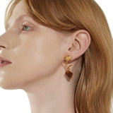 Island / Carved Conch Rose Stud Earrings