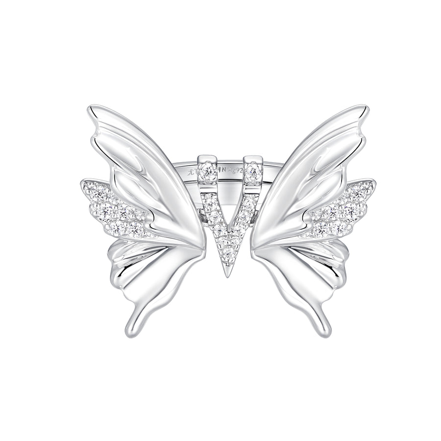 Ripple / V Butterfly Ring Set