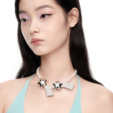Paradise / Long Tail Shooting Star Hair Clip Pearl Necklace