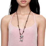 Paradise / Greeting Bear Leather Chain Necklace