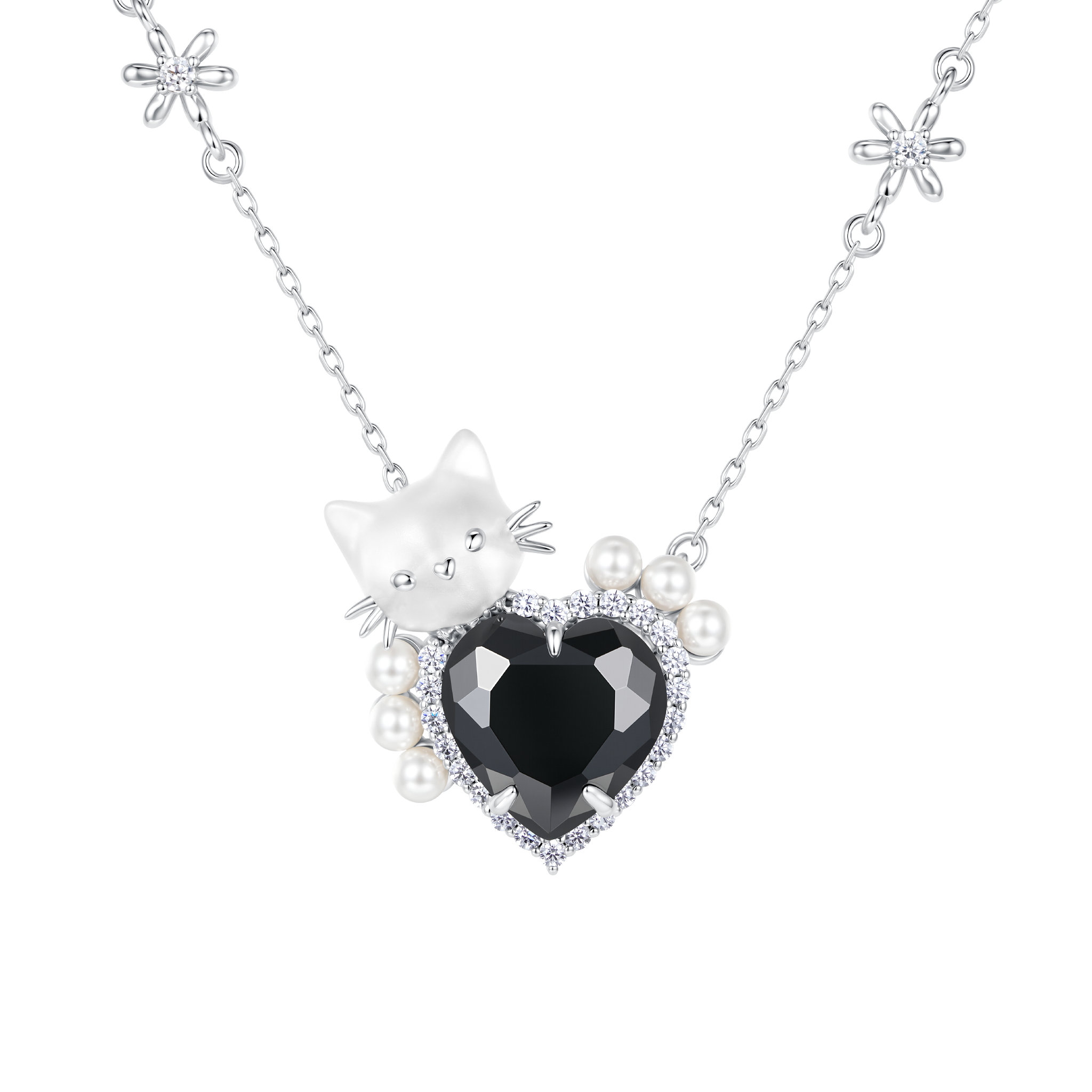 Paradise / Cat Hugging Heart Necklace