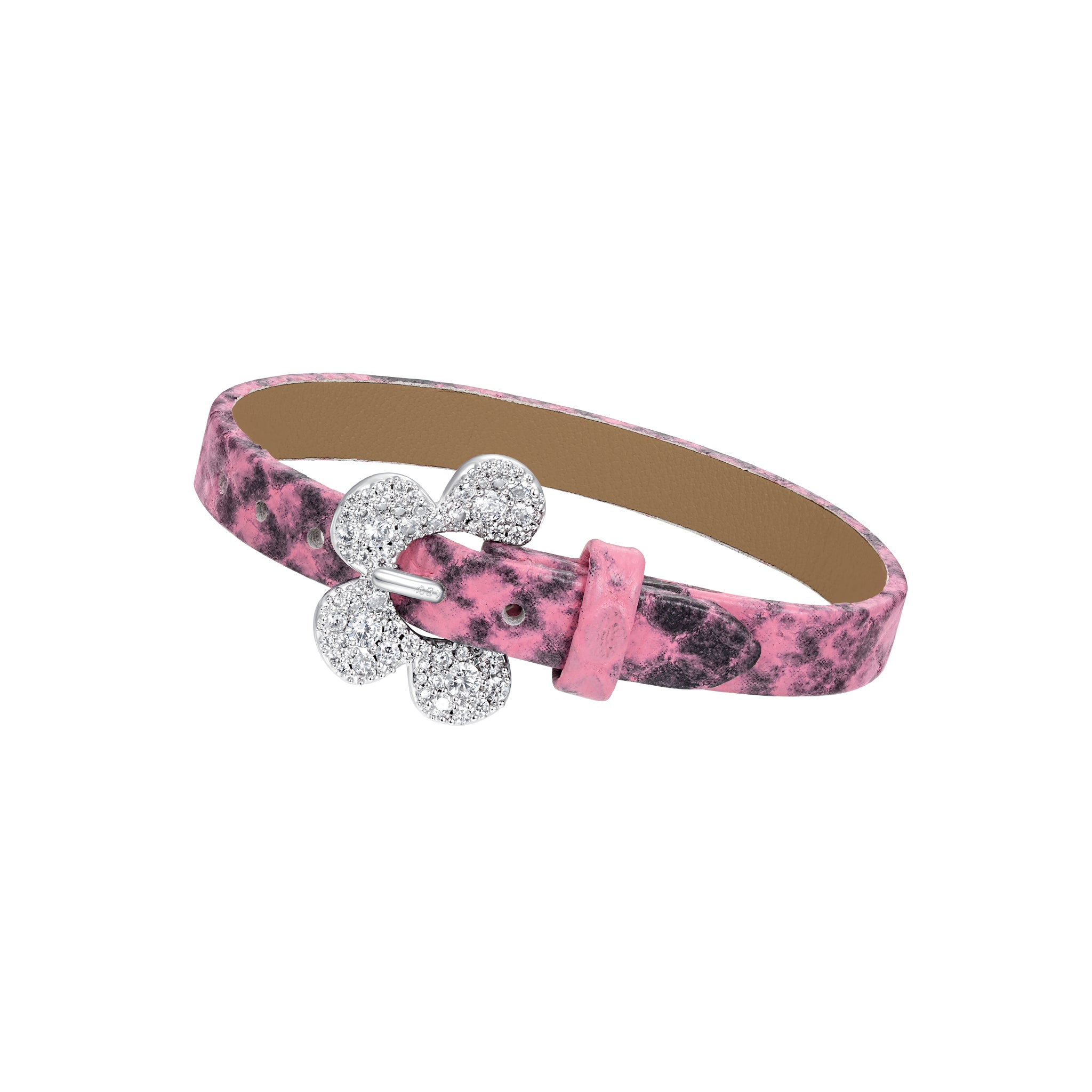 Paradise / Pave Flower Buckle Belt Bracelet