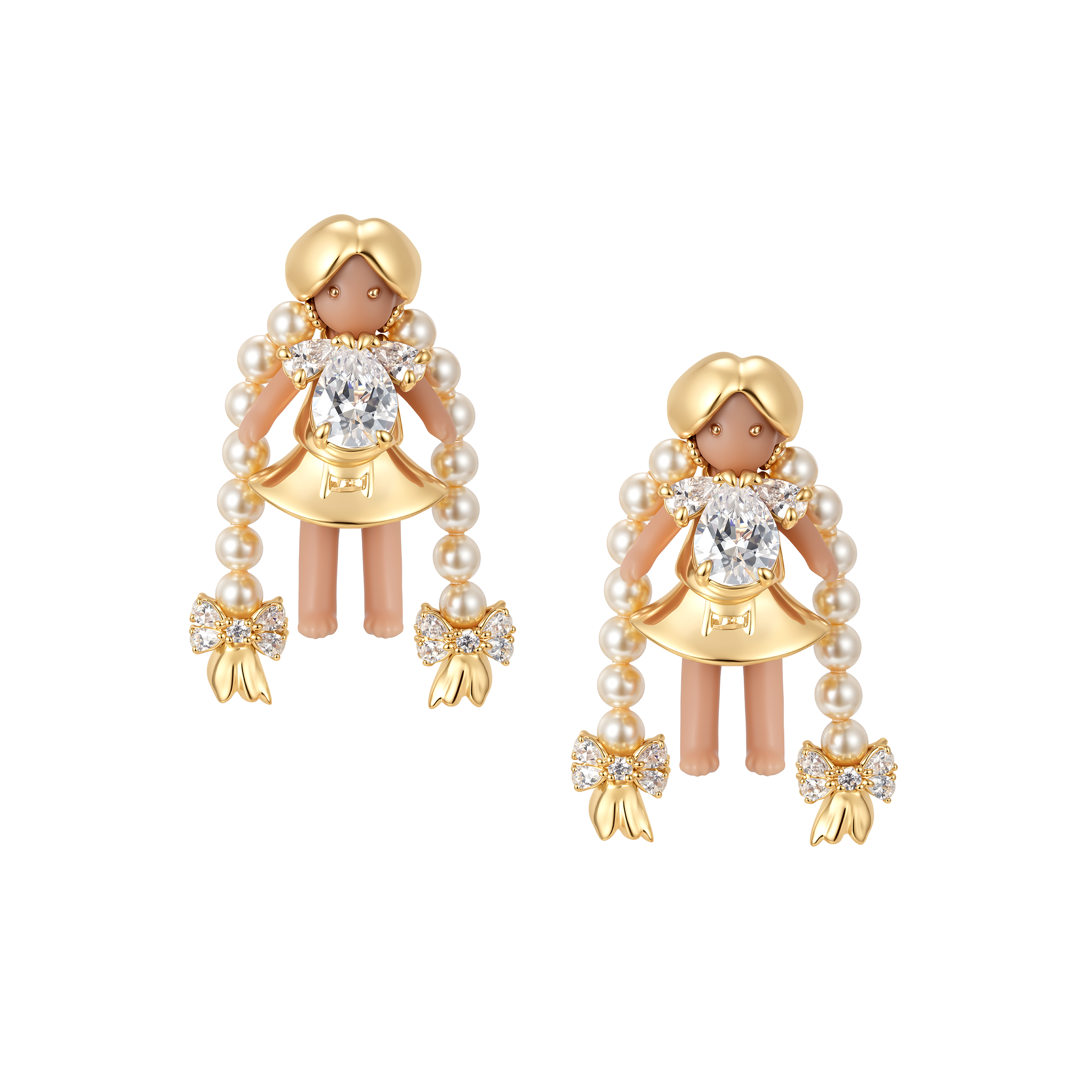 Paradise / Medium Girl Pearl Tassel Stud Earrings