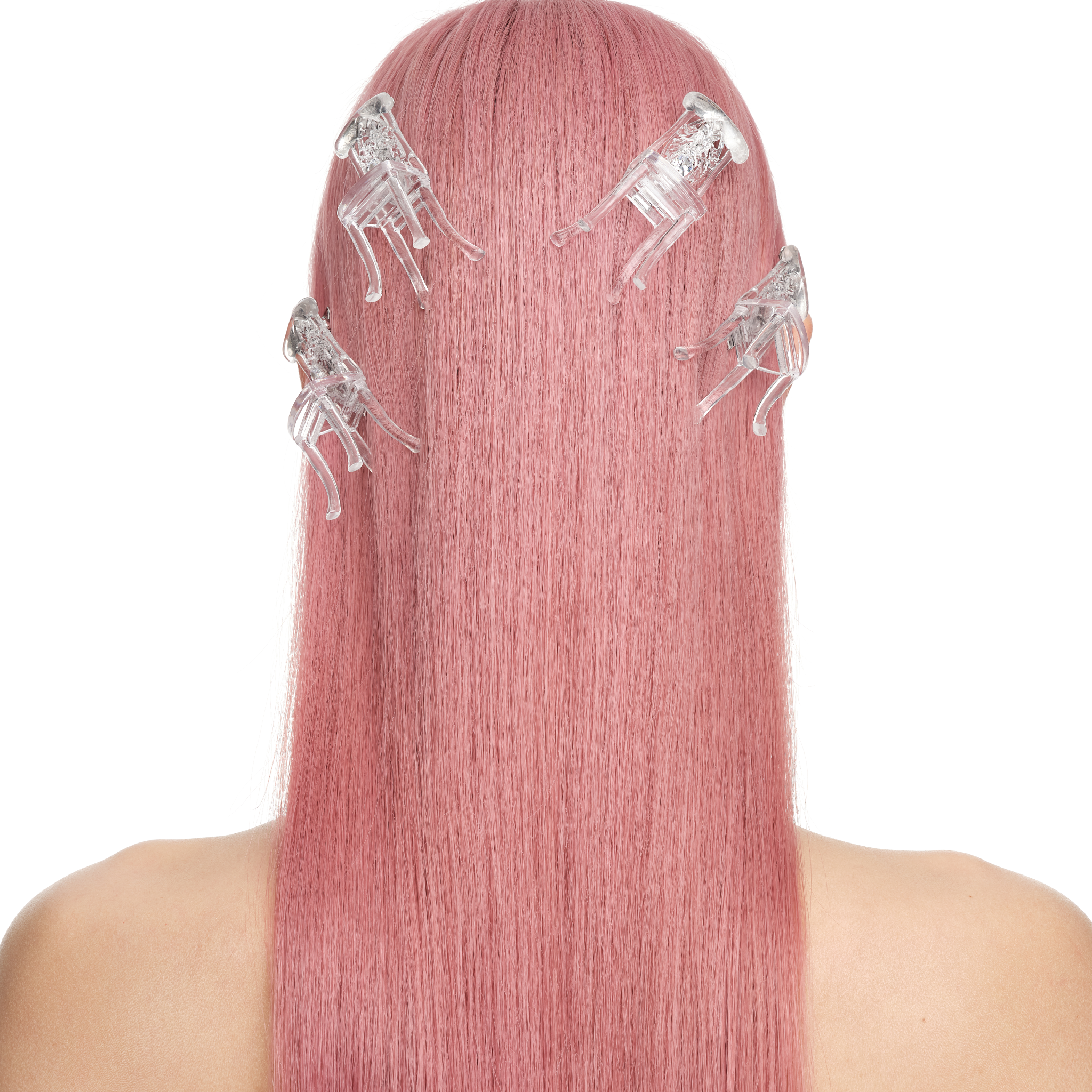 YVMIN X Ashley Williams Chair Hair Clip, sculptural chair-shaped hair accessory in silver tone