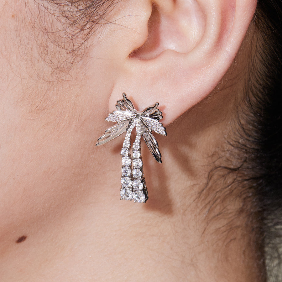 Ripple / Butterfly Zircon Tassel Earring