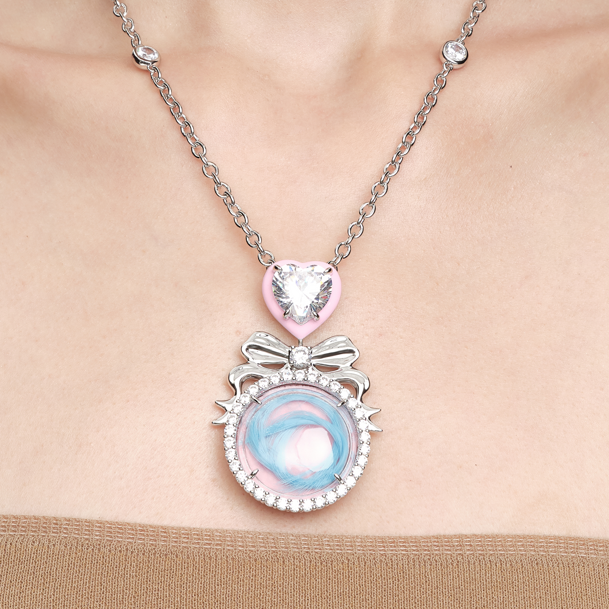 YVMIN X Ashley Williams Mourning Necklace with dark sculptural pendant on a chain