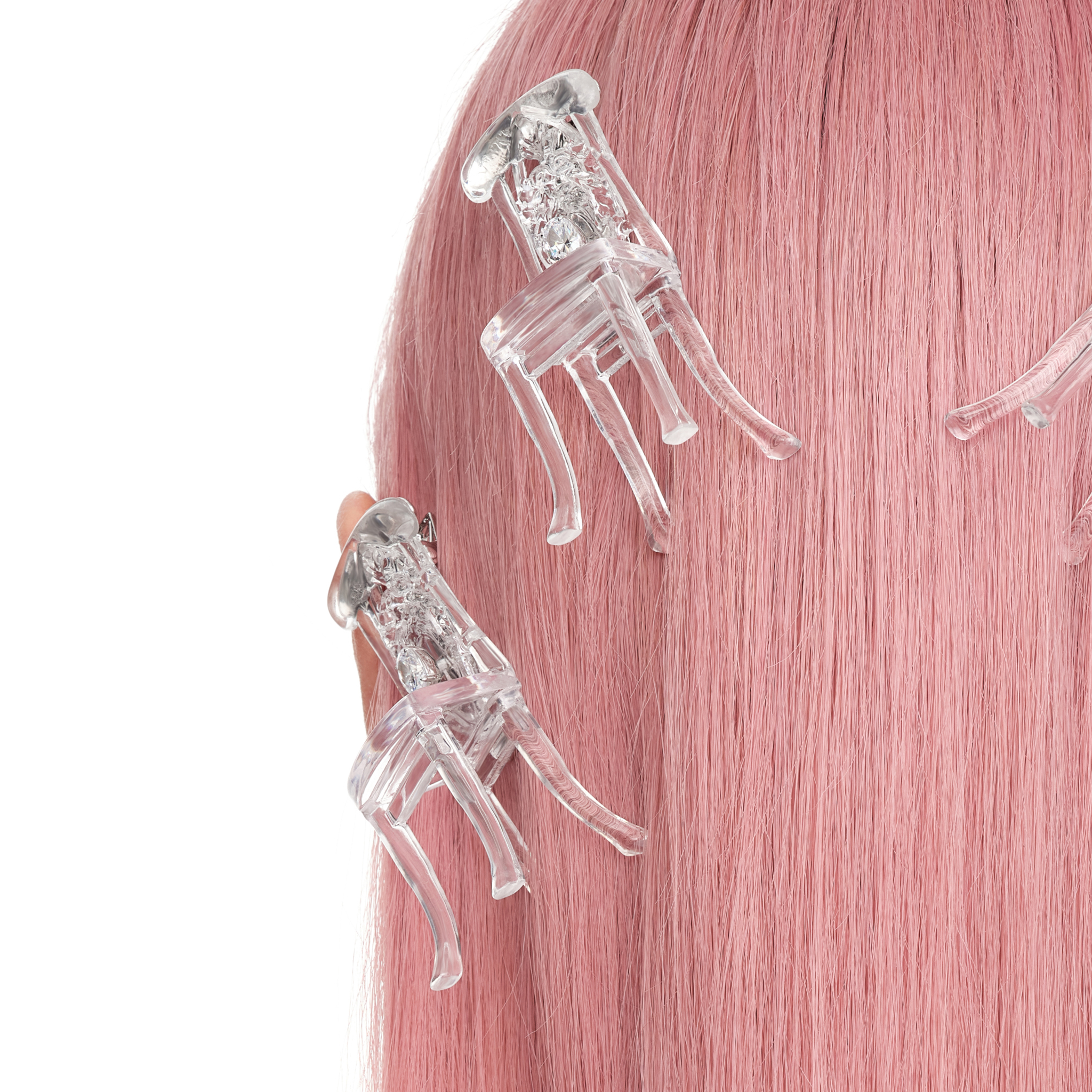YVMIN X Ashley Williams Chair Hair Clip, distinctive chair-shaped hair accessory in silver-tone metal
