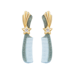 YVMIN X Ashley Williams Meteor Comb stud earrings with silver-toned starburst and dangling chain details