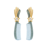 YVMIN X Ashley Williams Meteor Comb stud earrings with silver-toned starburst and dangling chain details