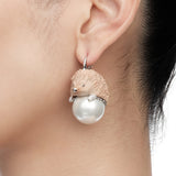 Paradise / Wood Hedgehog Pearl Earring