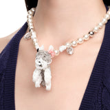 YVMIN X SHUSHUTONG / Rubber Band Puppy Pearl Necklace