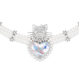 Paradise / Cat Heart Pearl Flower Necklace