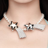 Paradise / Long Tail Shooting Star Hair Clip Pearl Necklace
