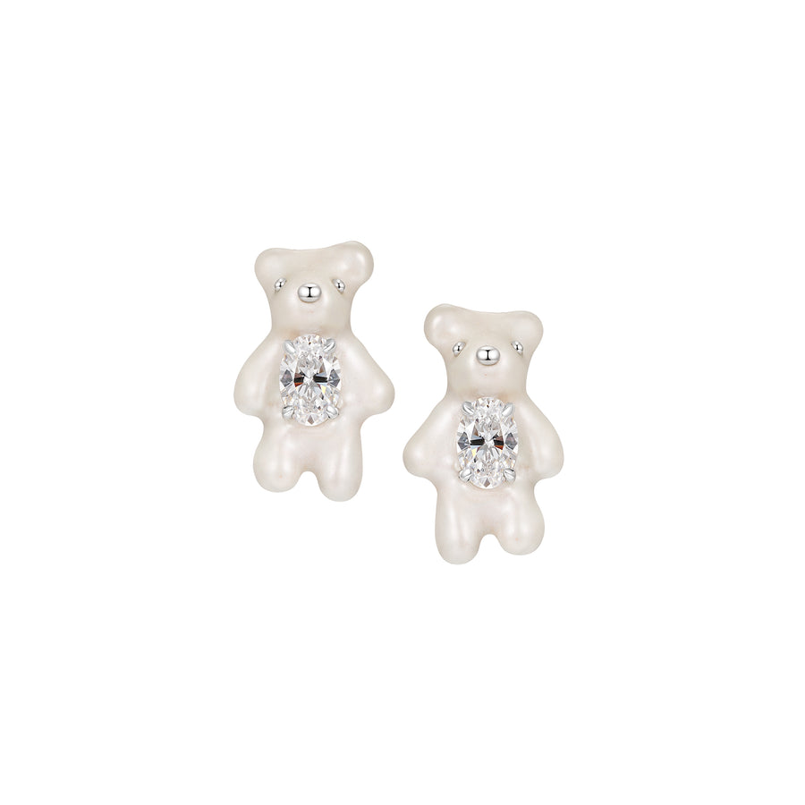 Paradise / Mini Pearlescent Bear Earrings