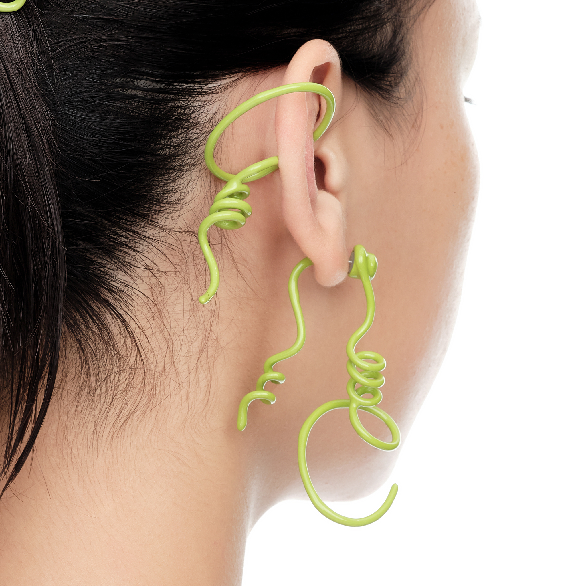 YVMIN Paradise Vines ear hook earrings with intricate vine design and dangling charms on silver hooks.