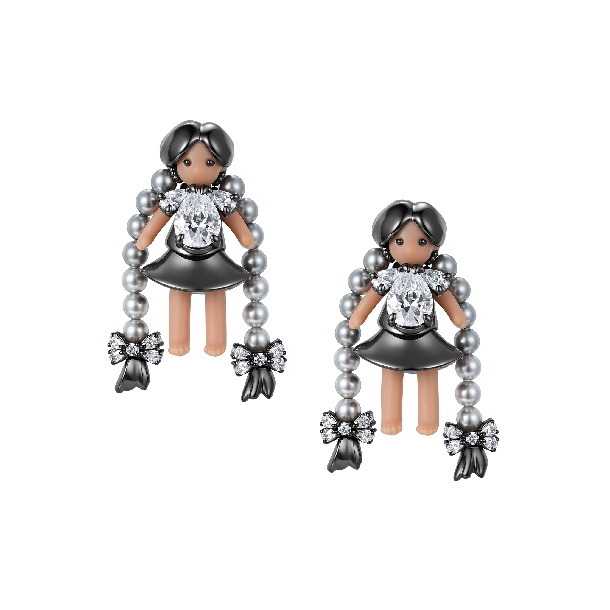 Paradise / Medium Girl Pearl Tassel Stud Earrings