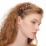 Paradise / Floral Pavé Leather Hair Clip